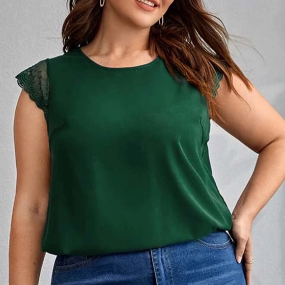 Plus Swiss Dot Ruffle Blouse - Picture 2 of 14